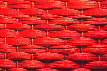 Deep red old-fashioned retro straw net basket texture retouched to a illustration photography.