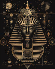 Ancient Egyptian Pharoah on a black background