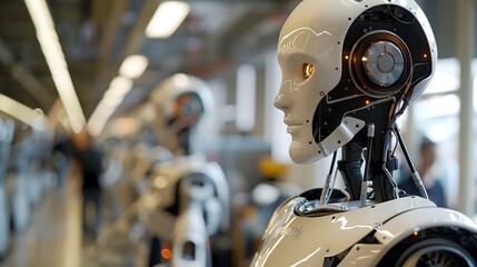 Fototapeta premium The Future is Here: Impressive Robot at Tech Exhibit, Robot on Display at Tech Expo