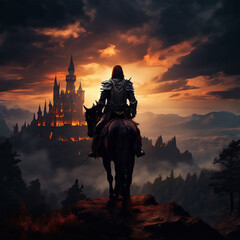 마법의성을 바라보는 성기사