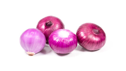 Red whole onion isolated on white background