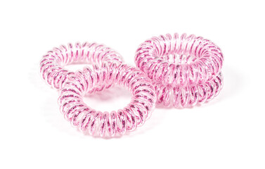 elastic rubber bands for hair isolated on a white background.