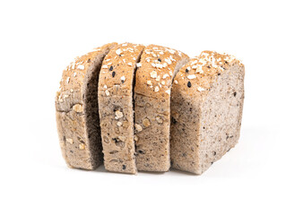 brown bread with cereals isolated on white background