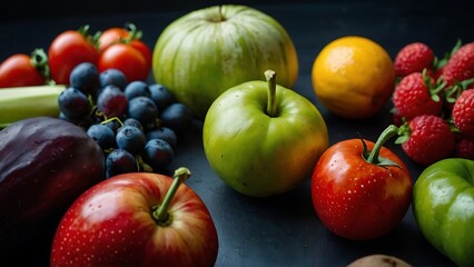 Naklejka na ściany i meble Fruits and vegetables on table