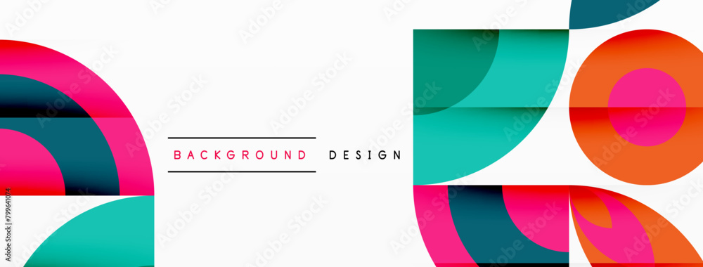 Aufkleber A vibrant geometric design featuring circles and squares in magenta and bold patterns, creating symmetry on a white background, reminiscent of an artful table cloth or stylish eyewear accessory