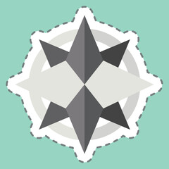 Sticker line cut Wind Rose. related to Navigation symbol. simple design illustration