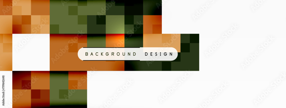 Fototapete A vibrant rectangular background with a white arrow pointing right is accented with parallel lines, tints, and shades. The patterned flooring slopes upwards, highlighting a sleek logo for a brand