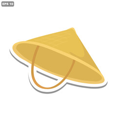 conical hat vector. vector image of Caping or traditional bamboo hat for Asian farmers. 