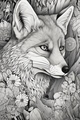 Fototapeta premium coloring book Drugged up foxes in style modern anime 35