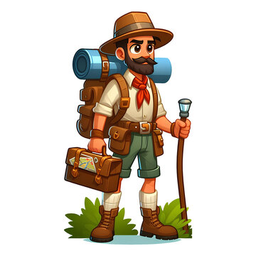 recommend clip art: 3d hiker with backpack and stick