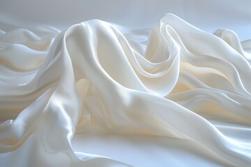 Fototapeta premium Satin Ribbon in Elegant Hourglass Silhouette with Smooth Glistening Texture and Fluid Movement on Plain White Backdrop