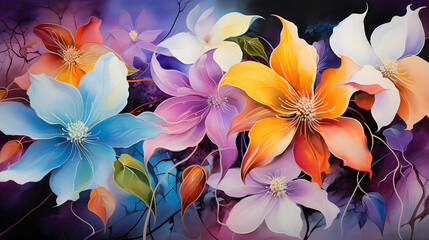 Digital watercolor oil painting flower plant garden abstract graphic poster web page PPT background