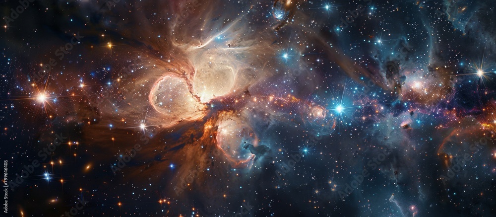 Poster the vast expanse of the galactic galaxy is filled with countless twinkling stars and colorful nebula
