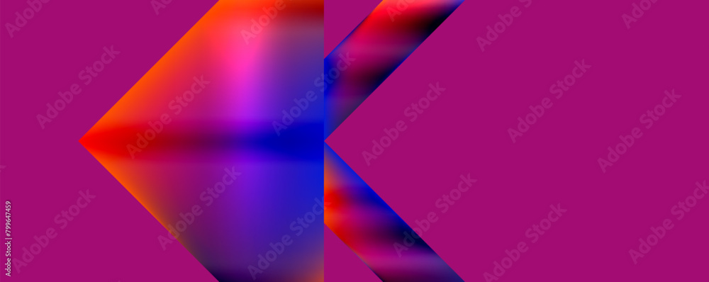Aufkleber Vibrant purple background with a stylish pattern of electric blue and magenta triangles. Symmetrical design with tints and shades of violet, creating a colorful and artistic display