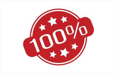 Red 100% Rubber Stamp Seal Vector