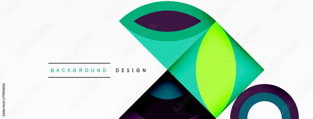 Poster A creative arts design featuring triangles and circles in electric blue tints and shades on a white background. The geometric pattern combines rectangles and circles in a visually striking art piece