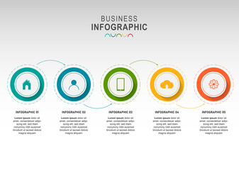 Business infographic element with 5 options, steps, number vector template design