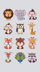 A set of twelve cartoon teacher stickers