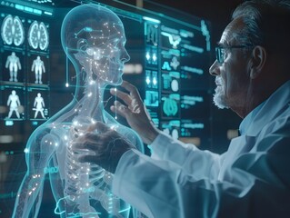 Doctor Examining Virtual Anatomy A Leap in Digital Health Care