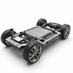 EV Car flat rendering of the electric vehicle battery platform  white background