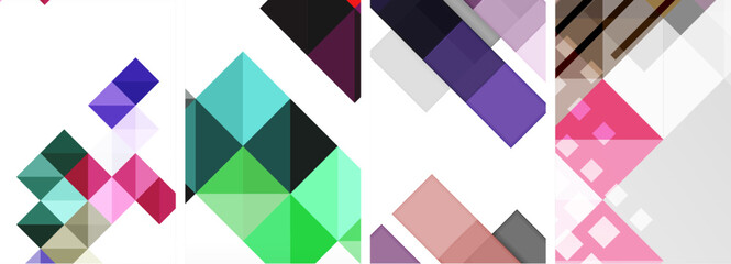 a colorful geometric pattern with triangles and squares on a white background High quality