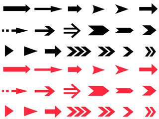 黒赤のシンプルな矢印セット