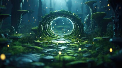 Obraz premium Enchanted Gateway in Emerald Oasis