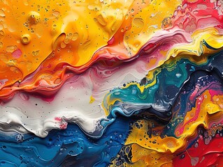 Colorful abstract painting illustration wallpaper background, creative artwork, wave lines, dreamy colors, visual art decoration painting 