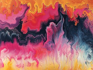 Colorful abstract painting illustration wallpaper background, creative artwork, wave lines, dreamy colors, visual art decoration painting 