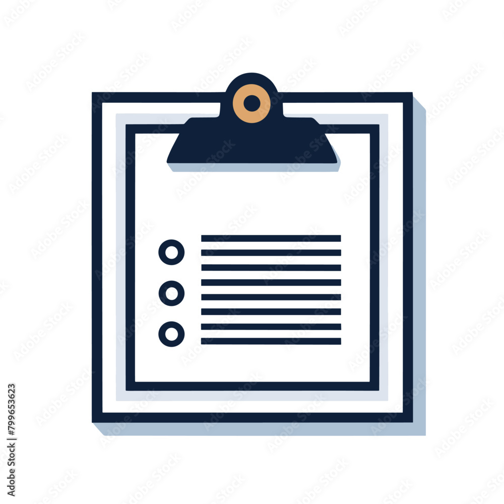 Poster illustration of a clipboard with a checklist, featuring a simple design with bold lines and a minima