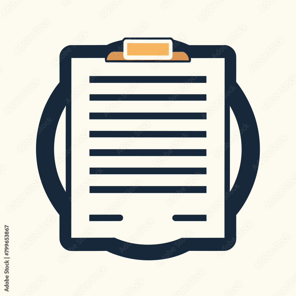 Poster illustration of a clipboard icon with a document, emphasizing organization and documentation.