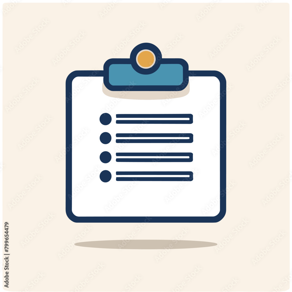 Poster illustration of a clipboard with a checklist showing five bullet points on a beige background.
