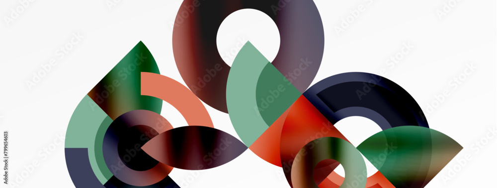 Aufkleber A vibrant geometric design featuring colorful circles and triangles, creating a playful pattern with symmetry. This art piece on a white background will surely make you smile