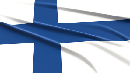 Obraz premium Finland Flag. Fabric textured Finnish Flag. 3D Render Illustration.
