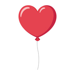 Single cute red flying heart shape balloon graphic flat design illustration for Valentine day, Mother's day, Women's Day interface app icon ui ux banner web isolated on white background