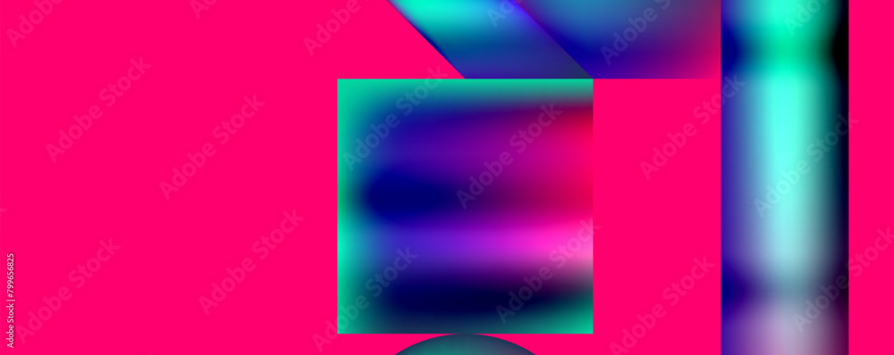 Poster A colorful and vibrant image featuring a blurred pink background with azure, purple, and violet lines creating an electric blue and magenta pattern on a rectangular shape