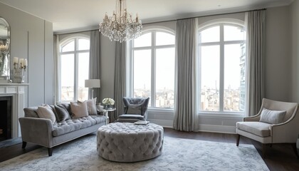 “Interior Design Masterpiece: A Living Room with City View