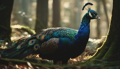 Obraz premium Storytelling through Art: The Peacock’s Body in Bronze and Ivory
