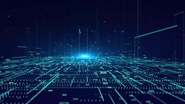 Advanced futuristic motion matrix cyber environment big data artificial intelligent cyberspace flying big data hi tech. Data Network, Virtual Reality, Quantum Computing. sci-fi virtual reality
