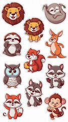 A collection of cartoon animal stickers