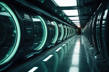 Naklejka premium Haunted Spaceship: Ghosts haunting the corridors of a futuristic spaceship.