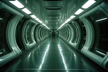 Naklejka premium Haunted Spaceship: Ghosts haunting the corridors of a futuristic spaceship.