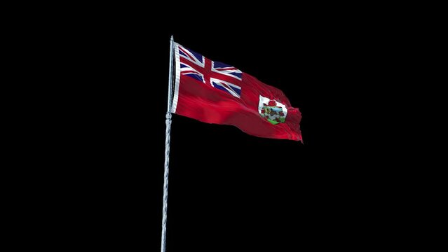 Bermuda flag Waving Realistic With Sky with Alpha Channel