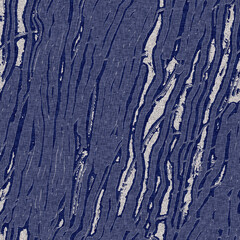 Denim blue dye effect seamless woven linen background, Distressed ink blotch mottled repeat pattern design for fashion, home decor and wallpaper.