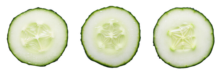 Fresh sliced cucumber isolated on white background