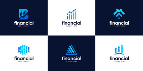 Set of chart accounting financial logo design.