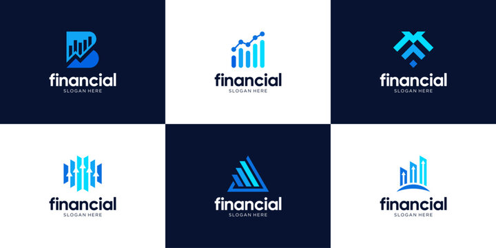Set of chart accounting financial logo design.