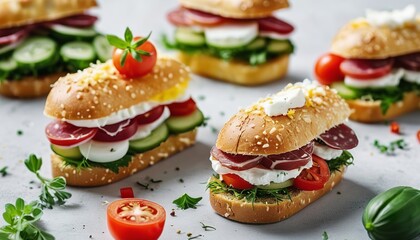 Variety of Mini Sandwiches: A Top View Composition