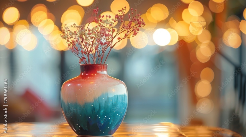 Poster a handpainted vase with a gradient effect transitioning from one color to another creating a strikin