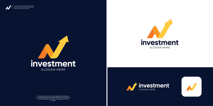 Modern letter N financial logo design template.